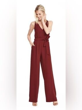 Banana Republic Wide Leg Jumpsuit Rich Red 10 #A1691